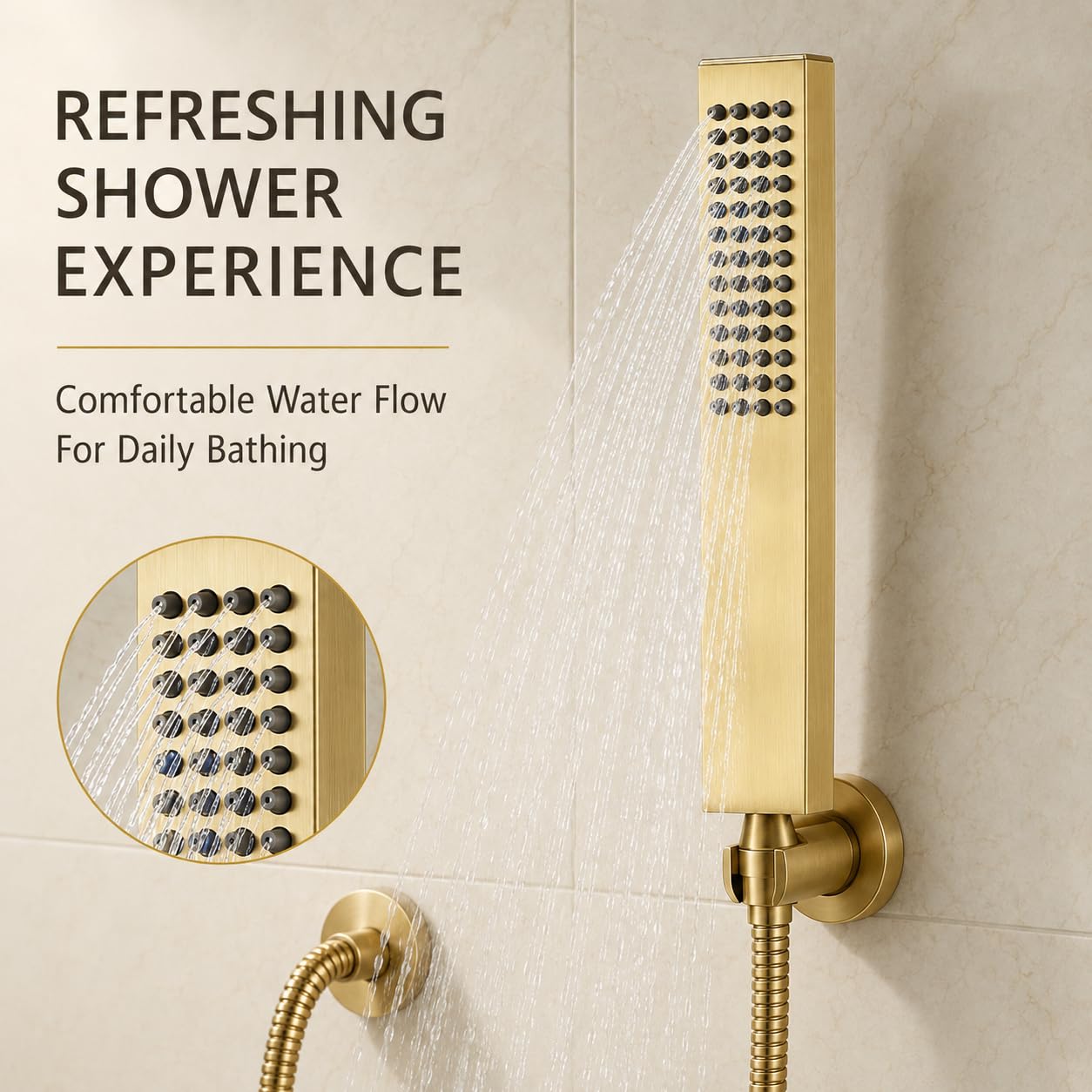 ZAP Ultra 5552 Gold Hand Shower with Flexible Shower Tube and Wall Holder, Bathroom Health Faucet Set for Bathing, Cleaning and Personal Hygiene, Pack of 1 3