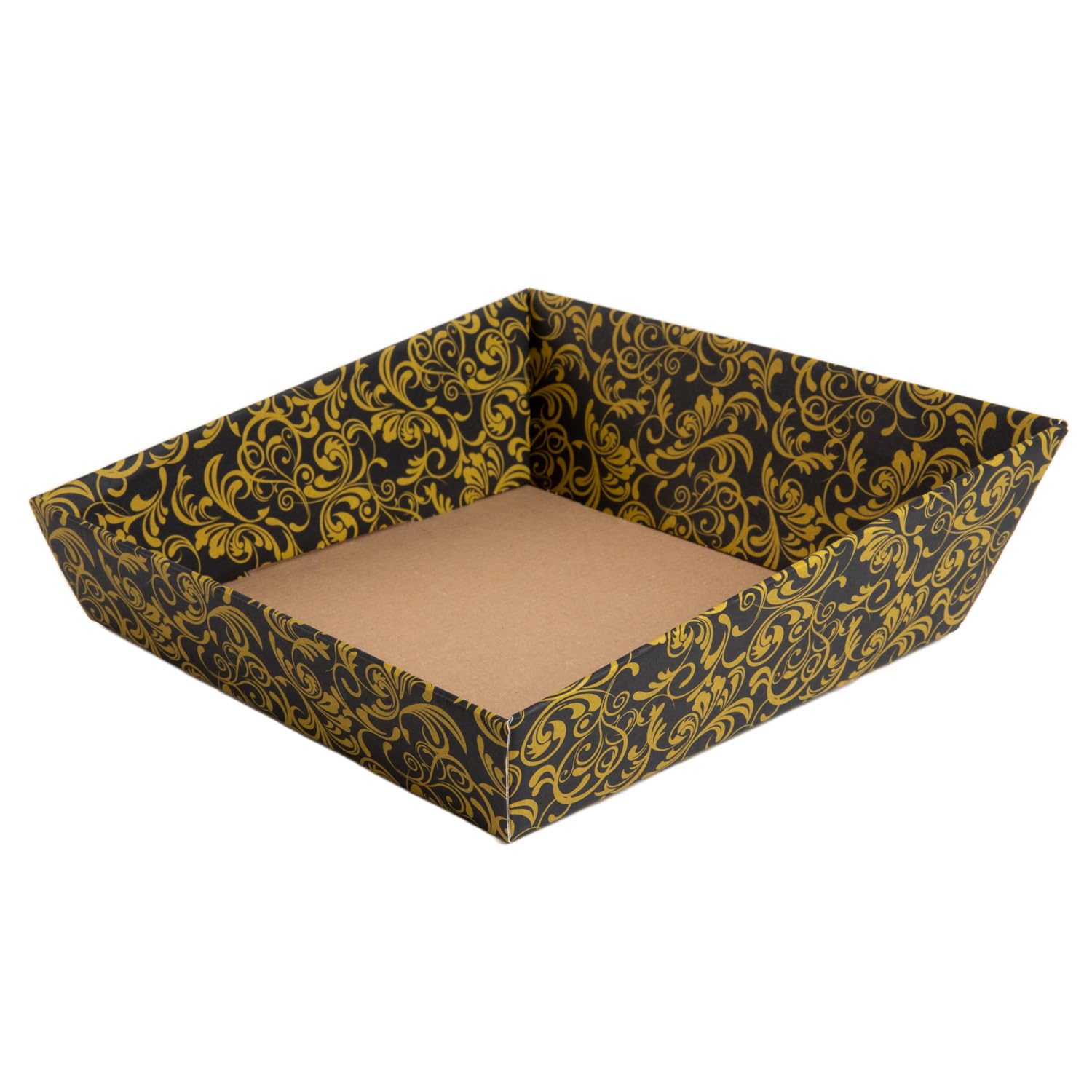 10 x PresentFill® Präsentkorb Quadrat Mittel Floral Barock Bordeaux/Gold - Geschenkkorb - Pappe aus umweltfreundlichen 100% Recycling Karton - Made in Germany