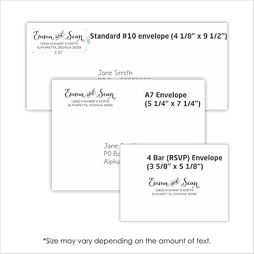 Miniatura 7 de Sello de dirección de devolución autoentintado para sobres de invitaciones de boda, sello de goma personalizado preentintado con tinta negra,
