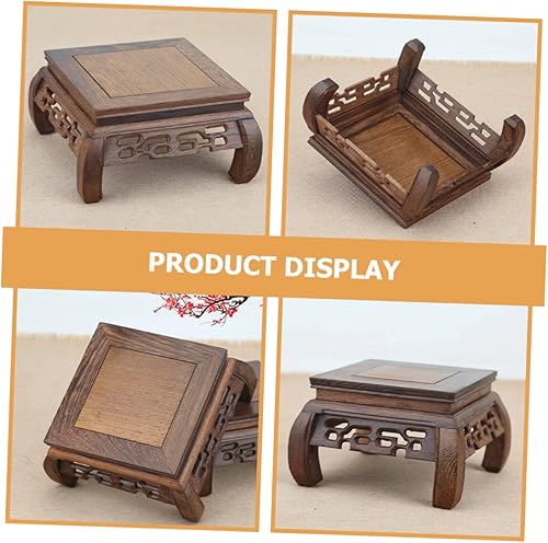 Miniatura 9 de Estante cuadrado de madera, soporte de tanque versátil para jarrones, cuencos de peces y plantas en maceta, base elegante para decoración del hogar