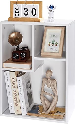 Miniatura 14 de VECELO - Librero pequeño blanco de 3 cubos, estante que se adapta a los libros de tapa dura más altos, disponible horizontalmente, organizador