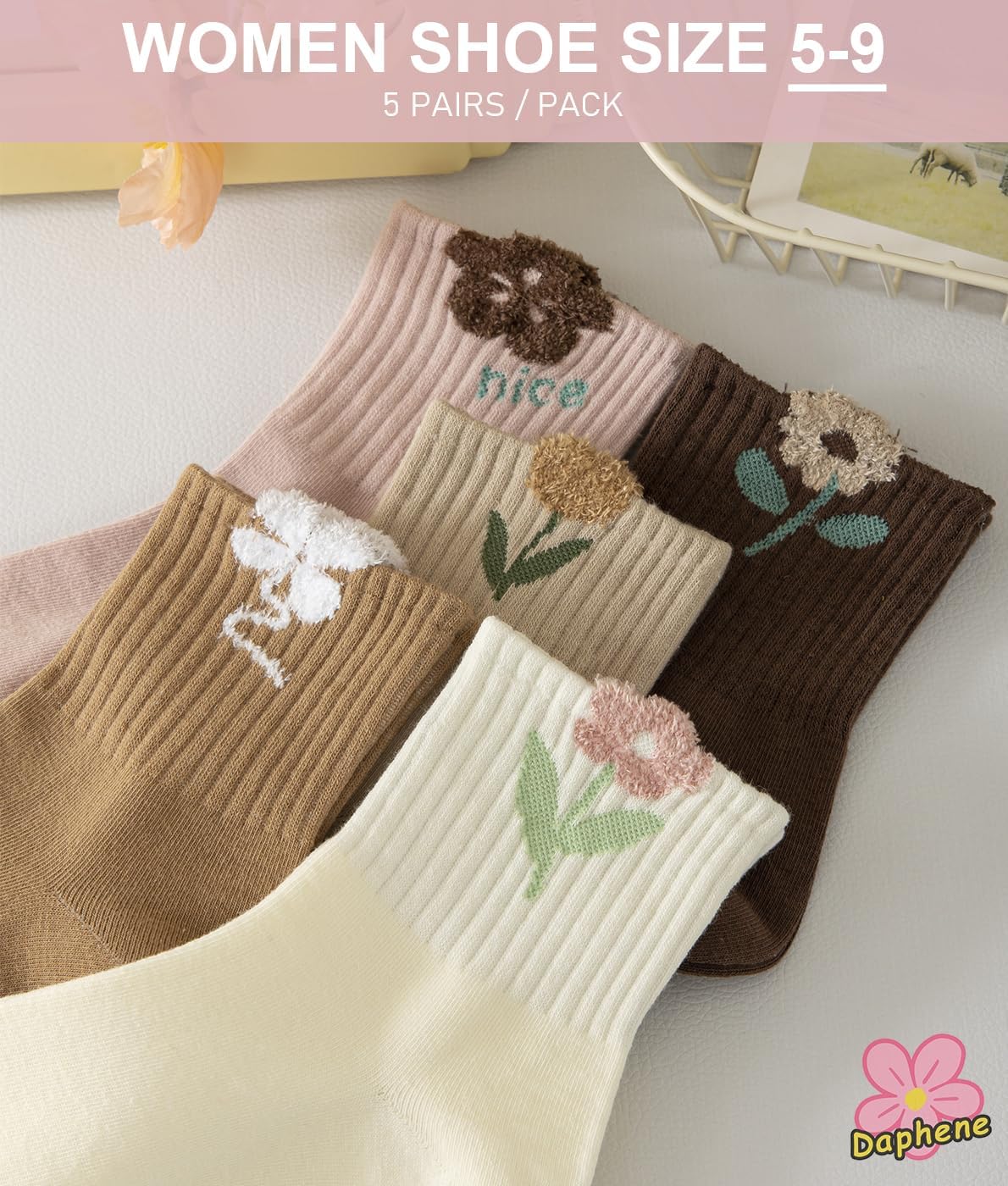 Daphene Womens Cute Socks All Season | Premium Combed Cotton Breathable Soft | Cartoon Animal Patterns | Cozy Holiday Gifts - Image 2