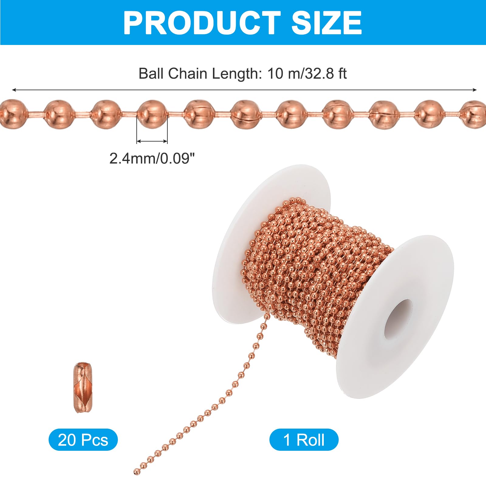 PATIKIL 10m/32.8ft Beaded Ball Chain - Image 2