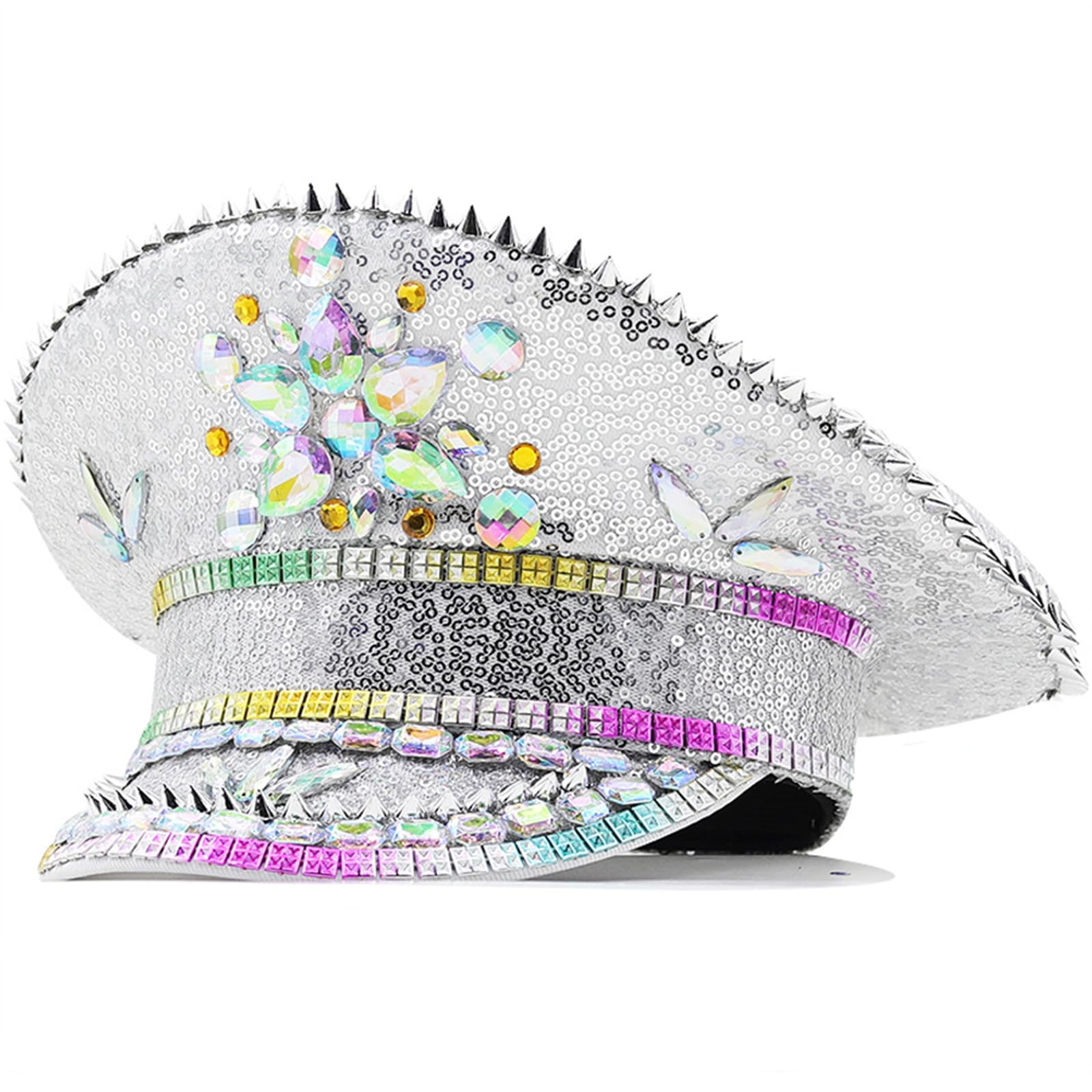 Cappello sergente con paillettes con strass cappello da addio al nubilato festa cosplay cappello night club capitano cappello copricapo tesa larga cappello costume cappello
