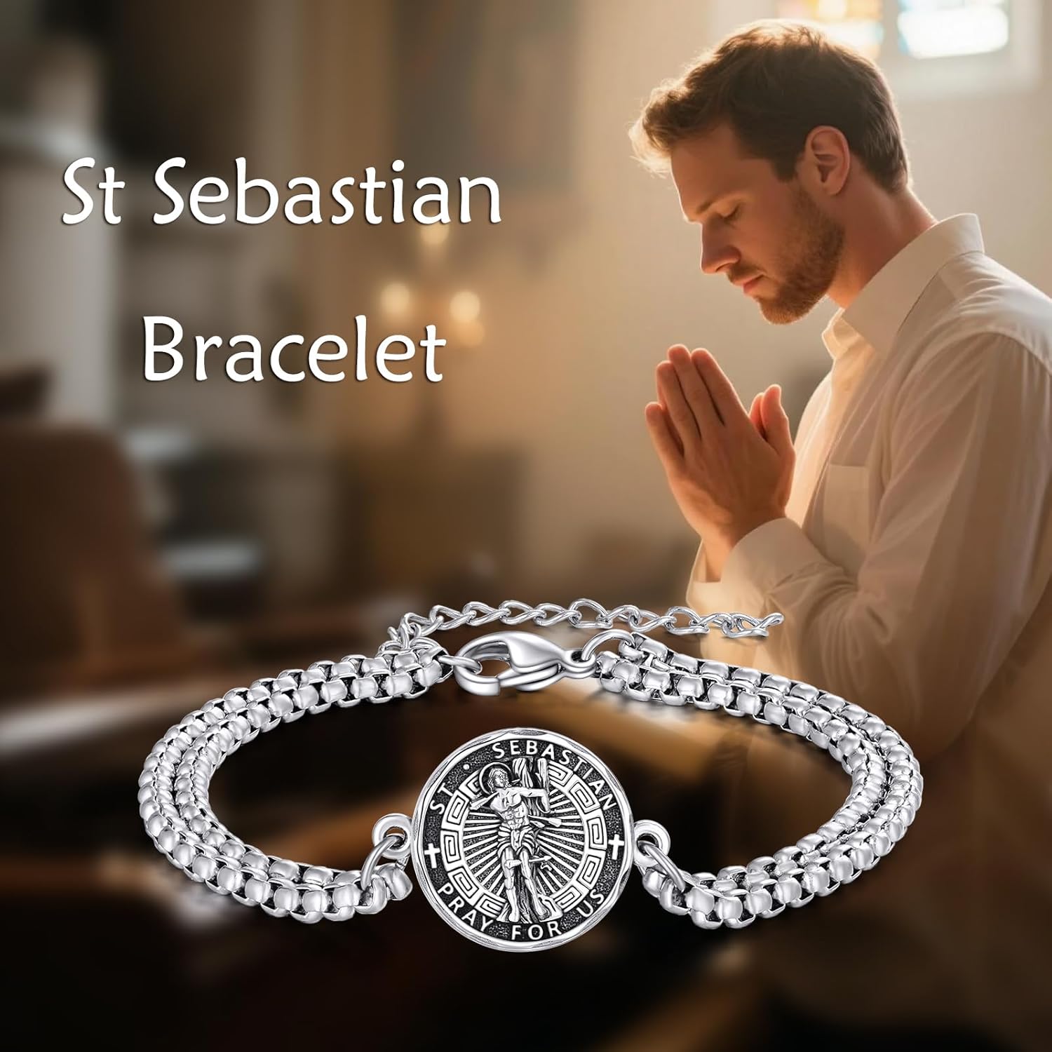 YFN Patron Saint Bracelet Sterling Silver Religious Protector Bracelet Jewelry Gift for Women Men