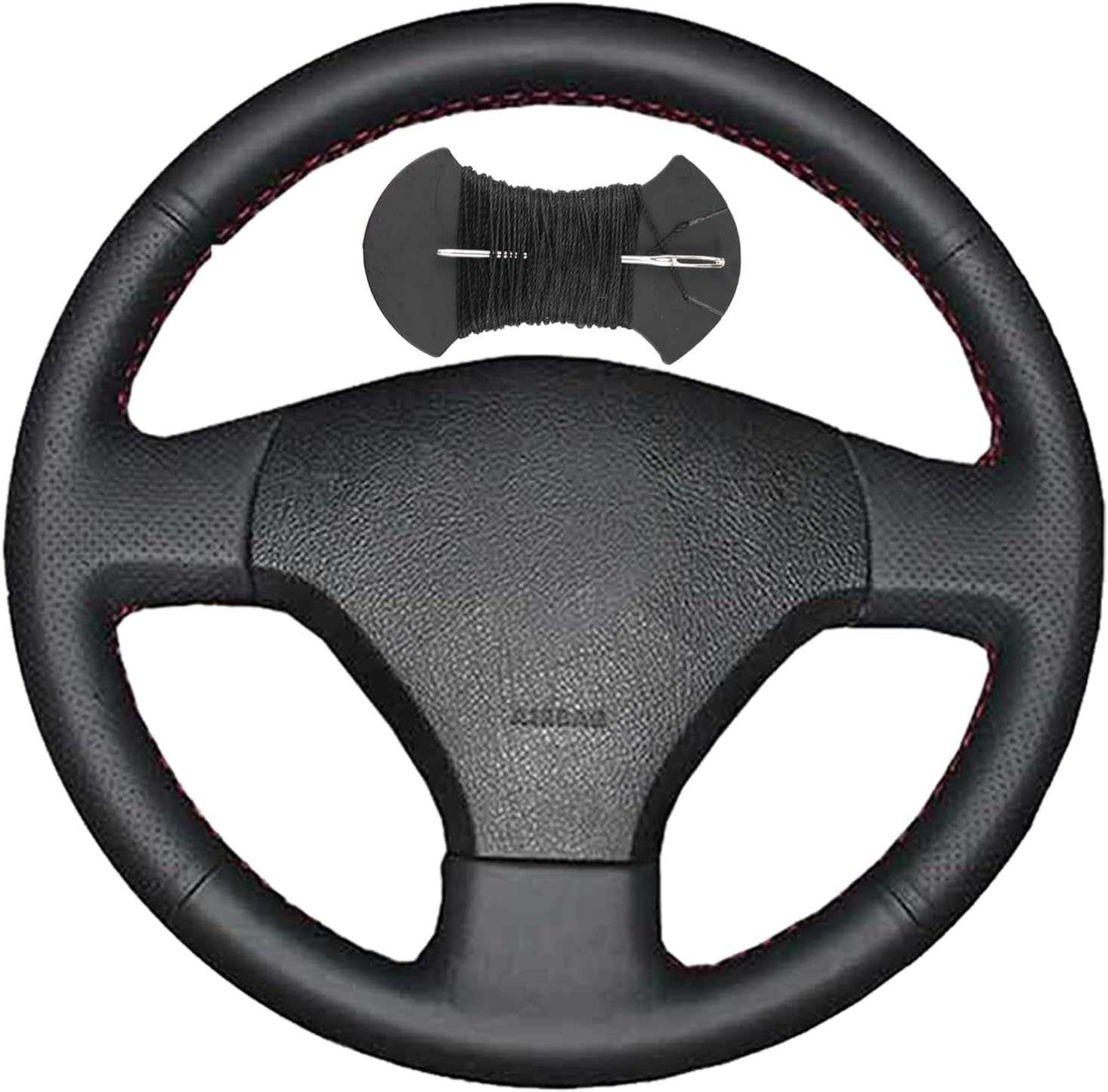 Car Steering Wheel Cover Microfiber Leather Stitch Wheel Wrap Fit for Volkswagen VW Jetta 5 2006 2007 2008 2009 2010 Old Jetta,Black