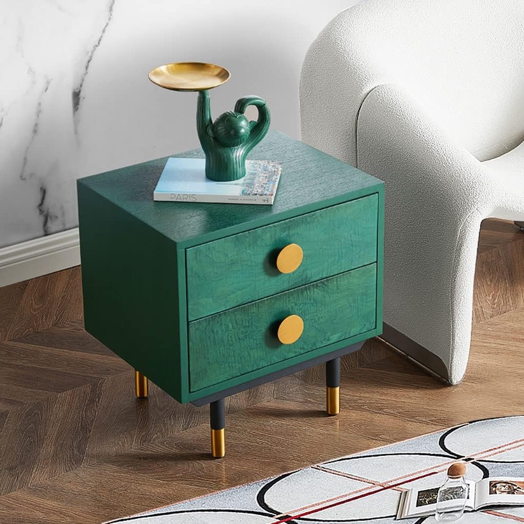 Nightstand Bedside Table Drawer Storage Cabinet Modern Living Room Bedroom Bedside Table Storage Cabinet Wooden Cabinet Small Coffee Table Bedside End Table (Color : Green)