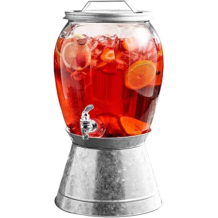 Style Setter Beverage Dispenser Cold Drink Dispenser Glass Jug, Metal Stand & Leak-Proof Acrylic Spigot Great for Parties, Weddings & More (Jaxon), 2 Gallon