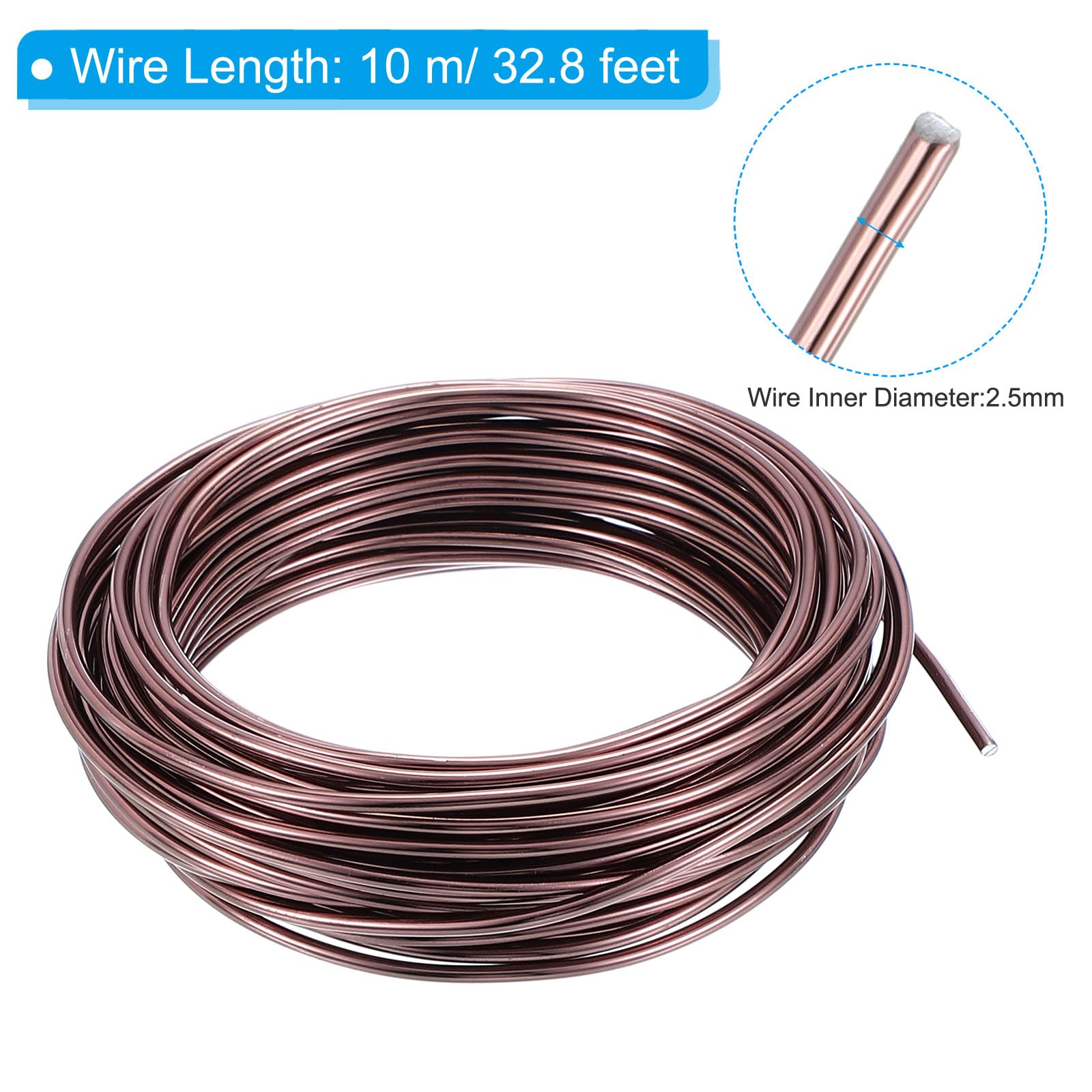 PATIKIL 2.5mm Bonsai Training Wire, 1 Roll Floral Wire Stems Anodized Aluminum Tree Wire 32.8 Feet Total for Gardening Branch Fixing, Brown