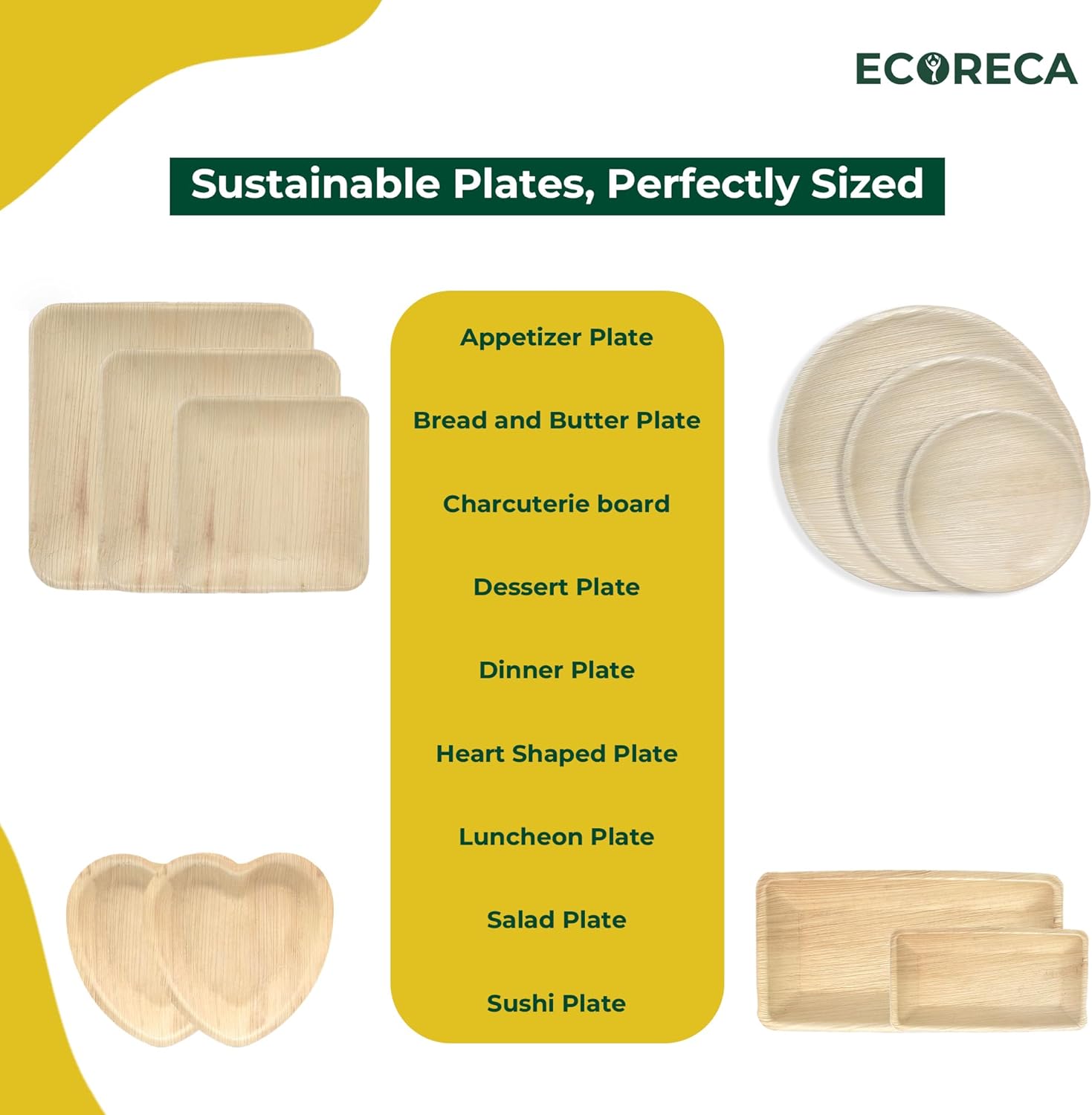 50-Pack Biodegradable Palm Leaf Dinnerware Set | 10-Inch Square Plates |Eco-Friendly and Microwave Safe |Disposable Plates- Design for Wedding, Parties,BBQ,Events - Image 6