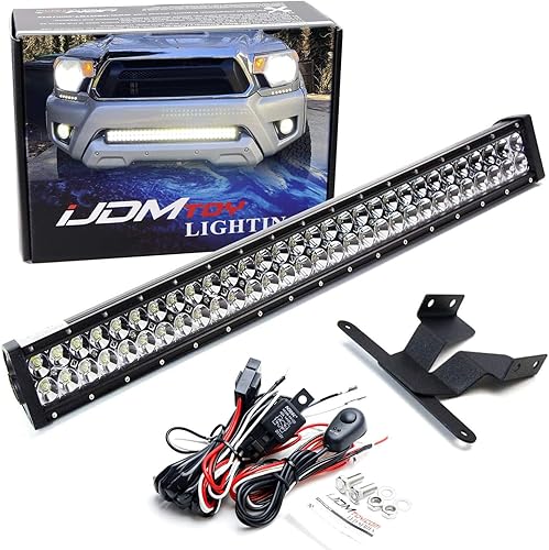 iJDMTOY Kit de barra de luz LED de 30 pulgadas para rejilla inferior compatible con Toyota Tacoma 2005-15, incluye (1) barra de luz LED de alta