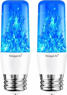 HoogaLife Flame Light Bulbs Outdoor, 4 Modes Flickering Light Bulbs with Upside Down Effect, E26 Base Fire Light Bulb for Christmas, Halloween Indoor Home Party Decorations Flame Bulb Light (2 Pack)