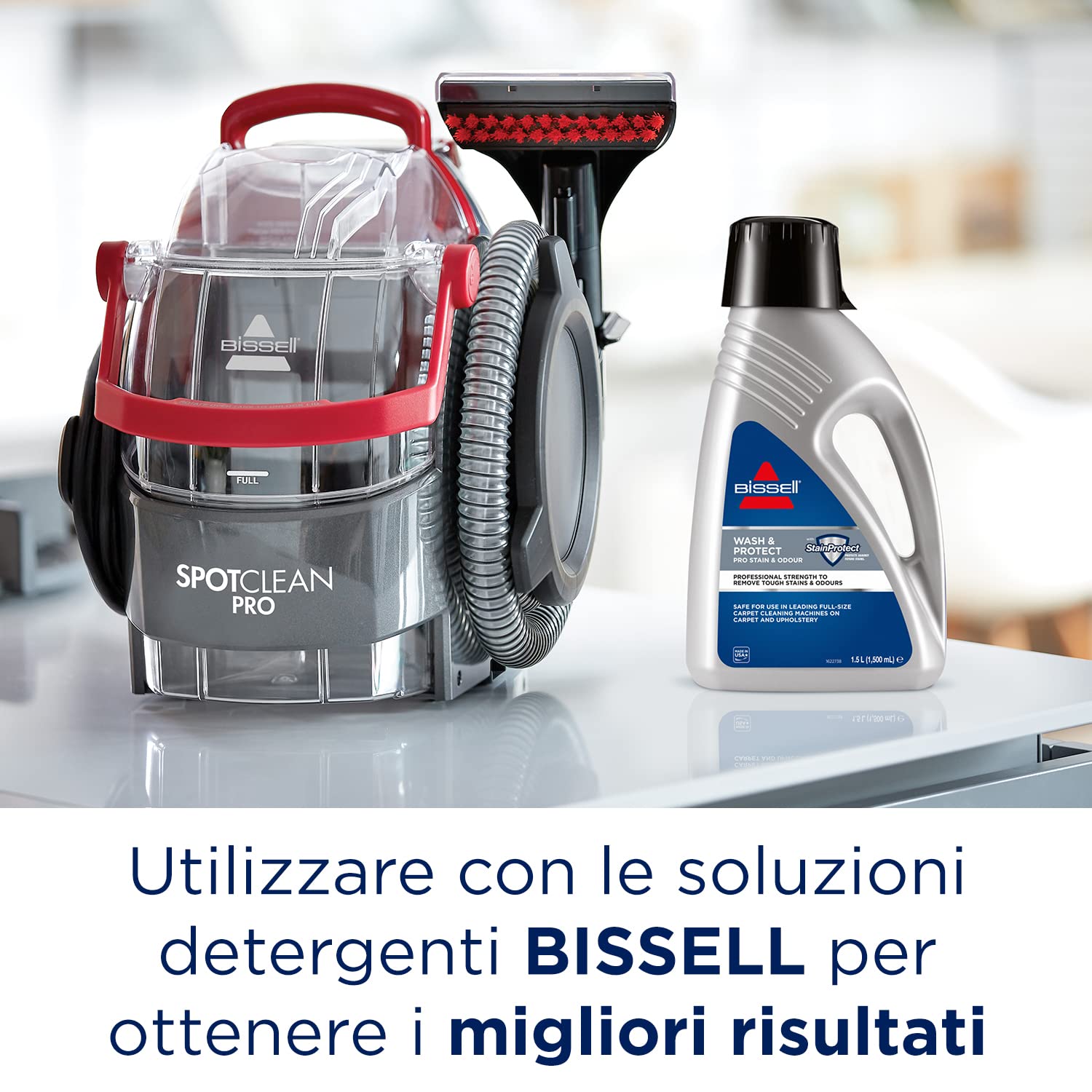 BISSELL SpotClean Pro - Pulitore Portatile per Tappezzeria - Rimuove Cadute e Macchie - Pulisce Tappeti, Scale, Tappezzerie, Sedili Auto e Altro- 750W - 82dB - 1558N