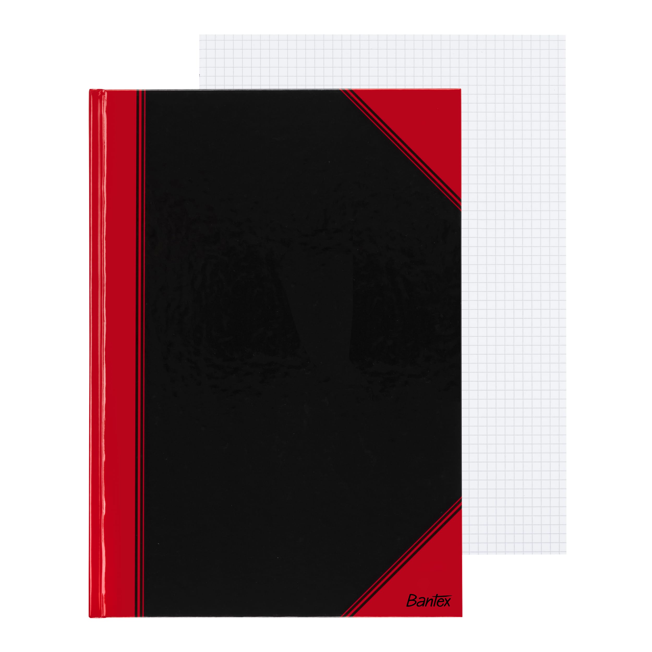 Bantex Notizbuch A4 kariert, Hardcover, 192 Seiten, schwarz, 3er-Pack