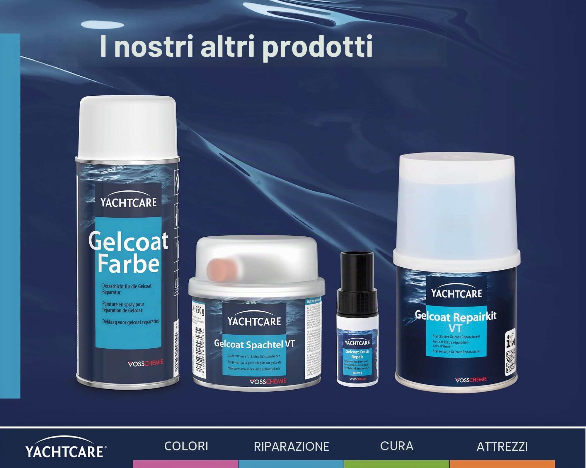 Yachtcare Gelcoat Repair Kit VT – RAL 9010 – Kit di Riparazione Senza stirene – 200 g – ripara Piccoli Graffi, Graffi e scheggiature – Si asciuga Rapidamente – Ideale per Barche, roulotte e Camper