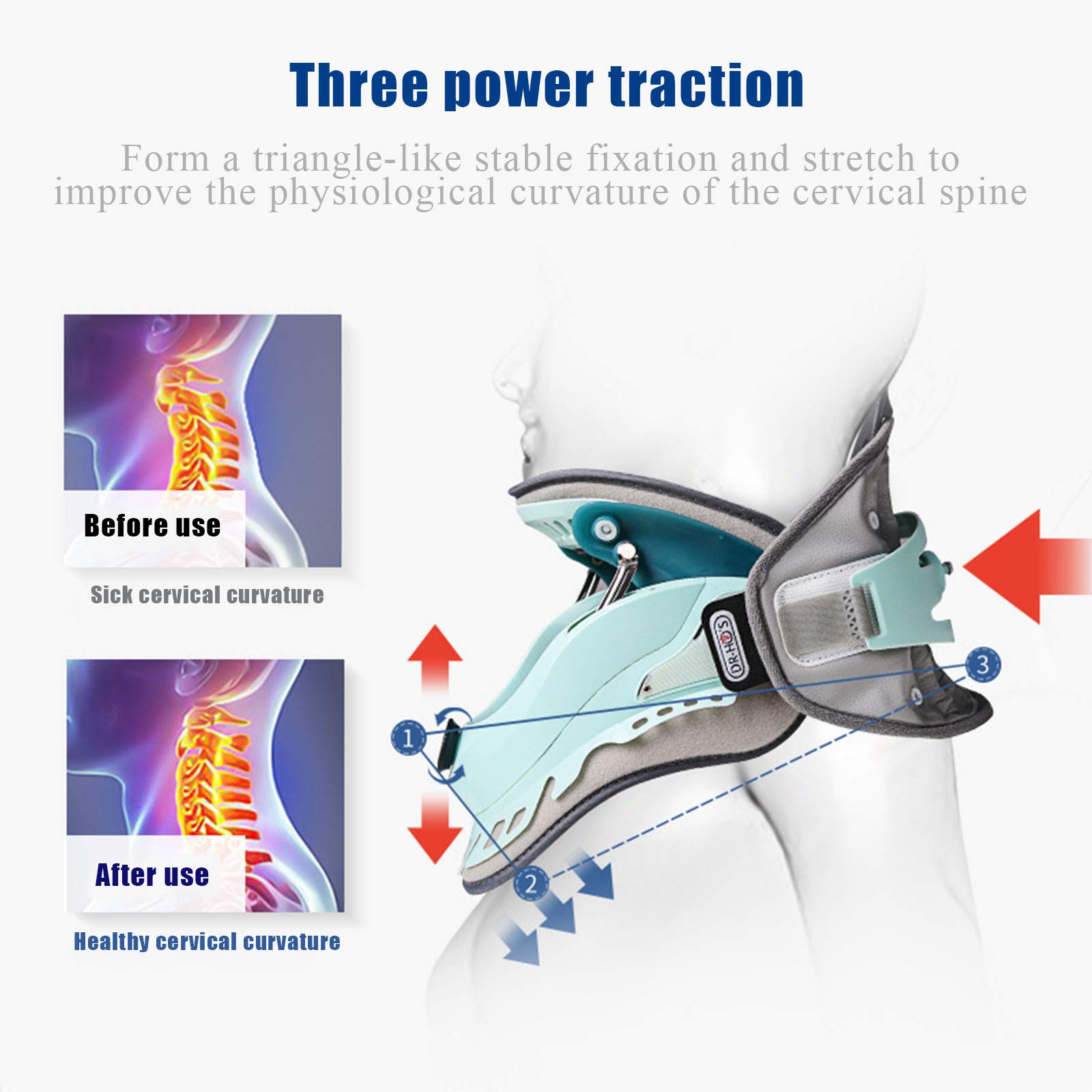 Cervical Tracción del Cuello De Dispositivos con Potencia De Tracción 3, Ajustable Neck Brace Camilla Masajeador para El Hogar Mejora De La Espina Dorsal De Alineación