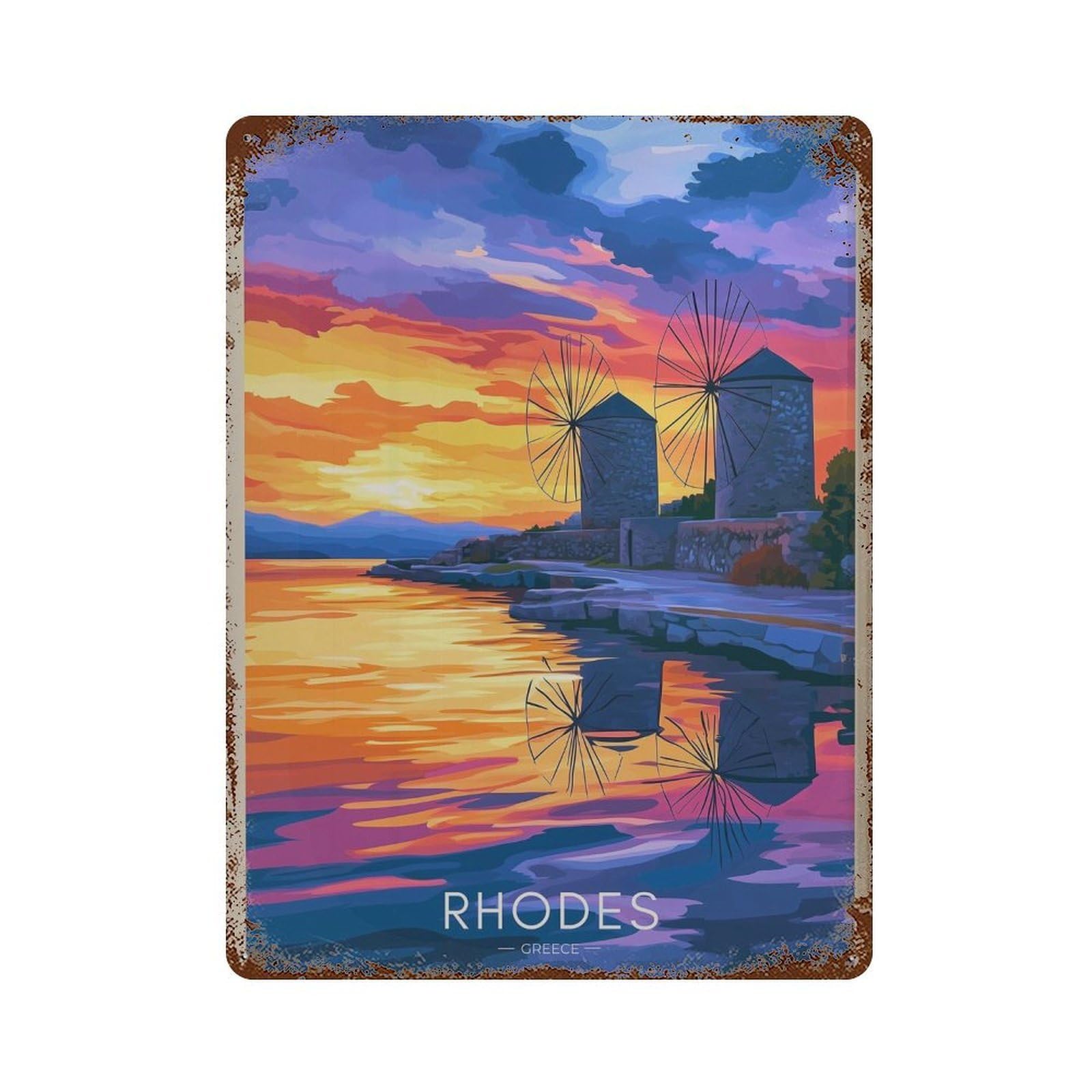 xiaoxiaoshen Rhodes Greece Travel Dodecanese Islands (2) Wall Decor Art Metal Tin Poster Modern Home Decor Art Home Bar Shop Decorations Vintage Sign 40x30cm