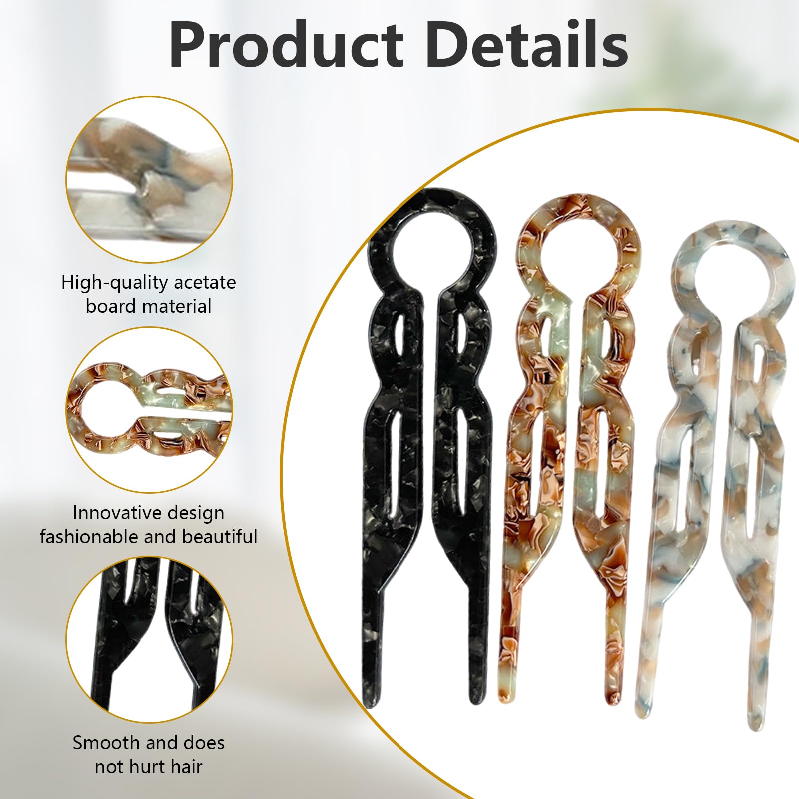 3PCS U-Shaped Hair Pins for Women - Image 3
