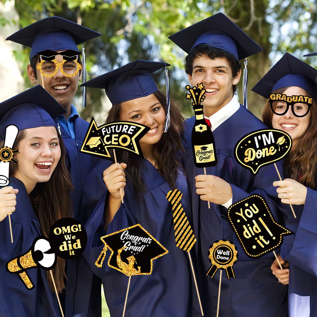 30 piezas de accesorios para cabina de fotos de graduación 2025, suministros de fiesta de graduación para la universidad, suministros de recuerdos de clase de decoración de graduación, juego de