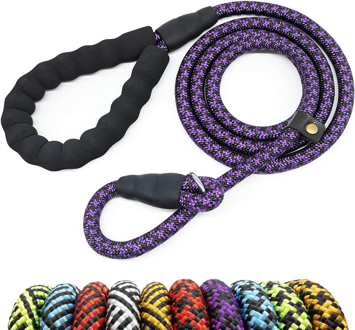 Mycicy Durable Rope Slip Collar 5FT Choke Dog Lead- Extremely Comfortable Handle No-pull Pet Leash for Small Medium and Large Dogs