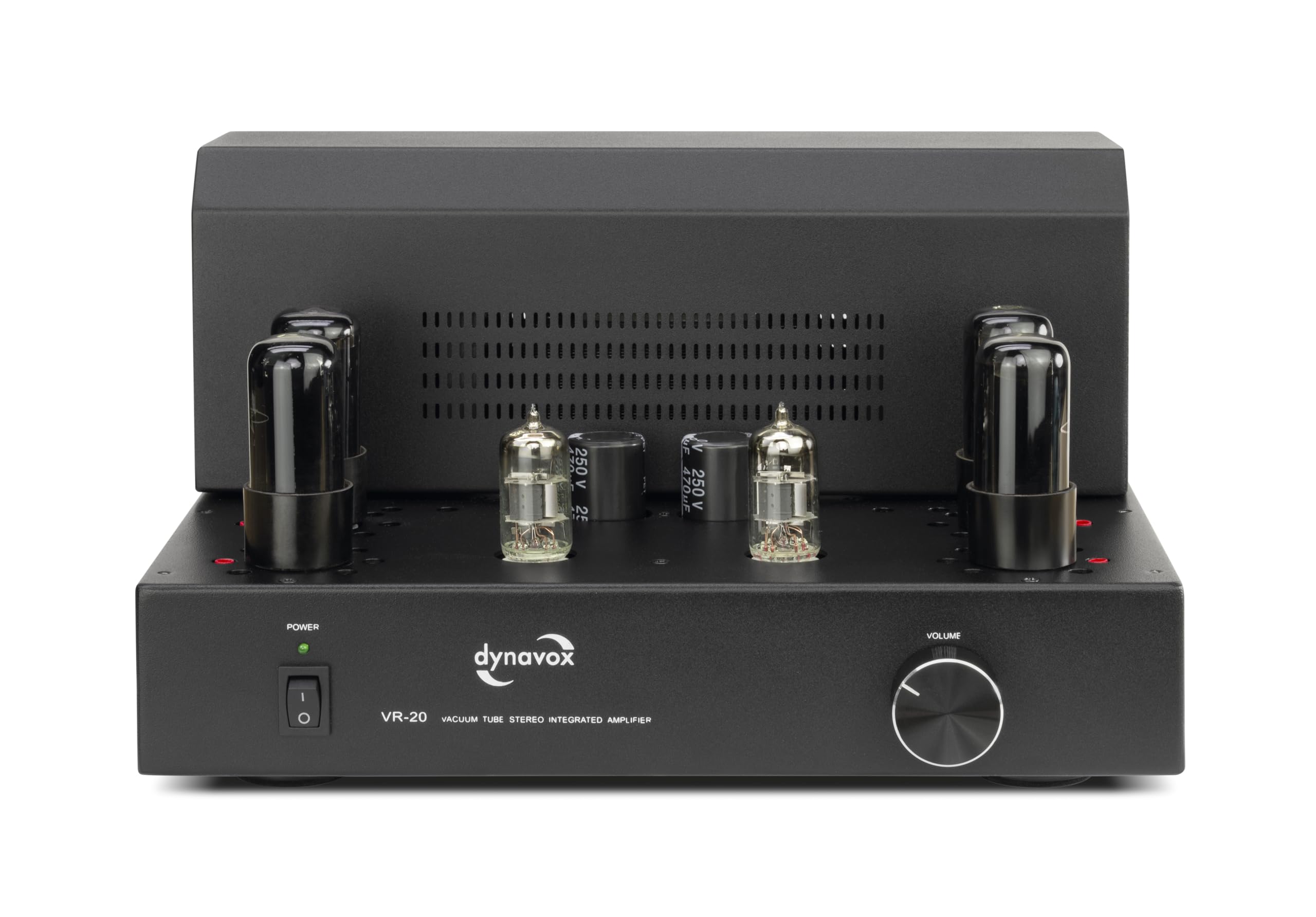 Dynavox Röhrenvollverstärker VR-20 schwarz, HiFi-Verstärker für warmen Röhren-Sound, Vintage-Design mit abnehmbaren Schutzgitter