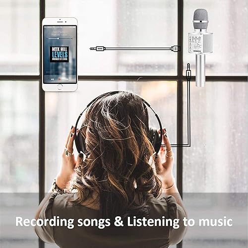 Miniatura 15 de BONAOK Micrófono de karaoke para niños, micrófono inalámbrico Bluetooth para cantar, regalo para niños, adultos, niñas, niños, juguetes de Navidad