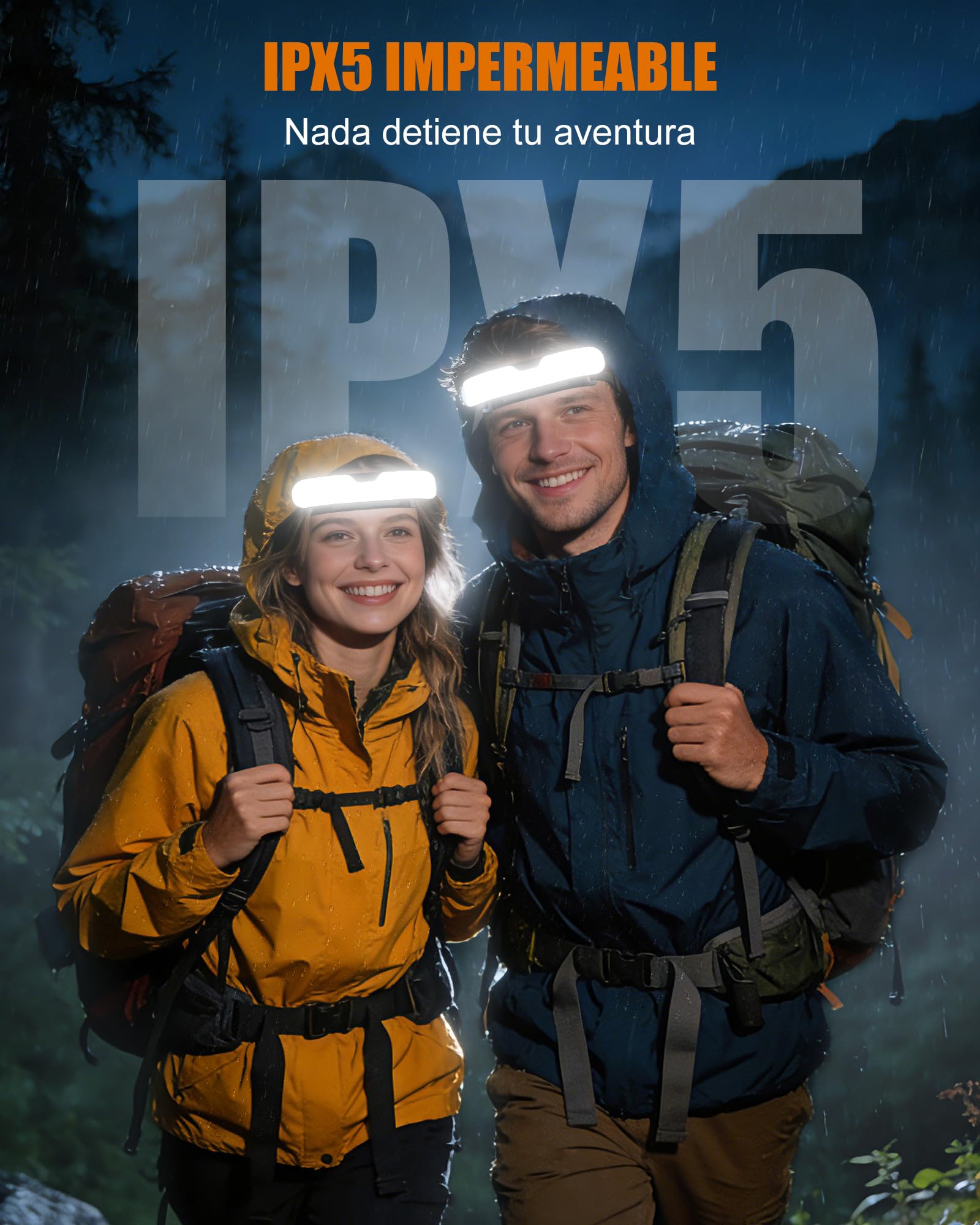 Mohard Linterna Frontal LED Recargable, Linterna Cabeza con Haz Ancho de 230° & Pantalla Digital de Energía, Luz Frontal Ajustable 90° & Impermeable IPX5 para Camping Senderismo Correr y Reparaciones — view 5