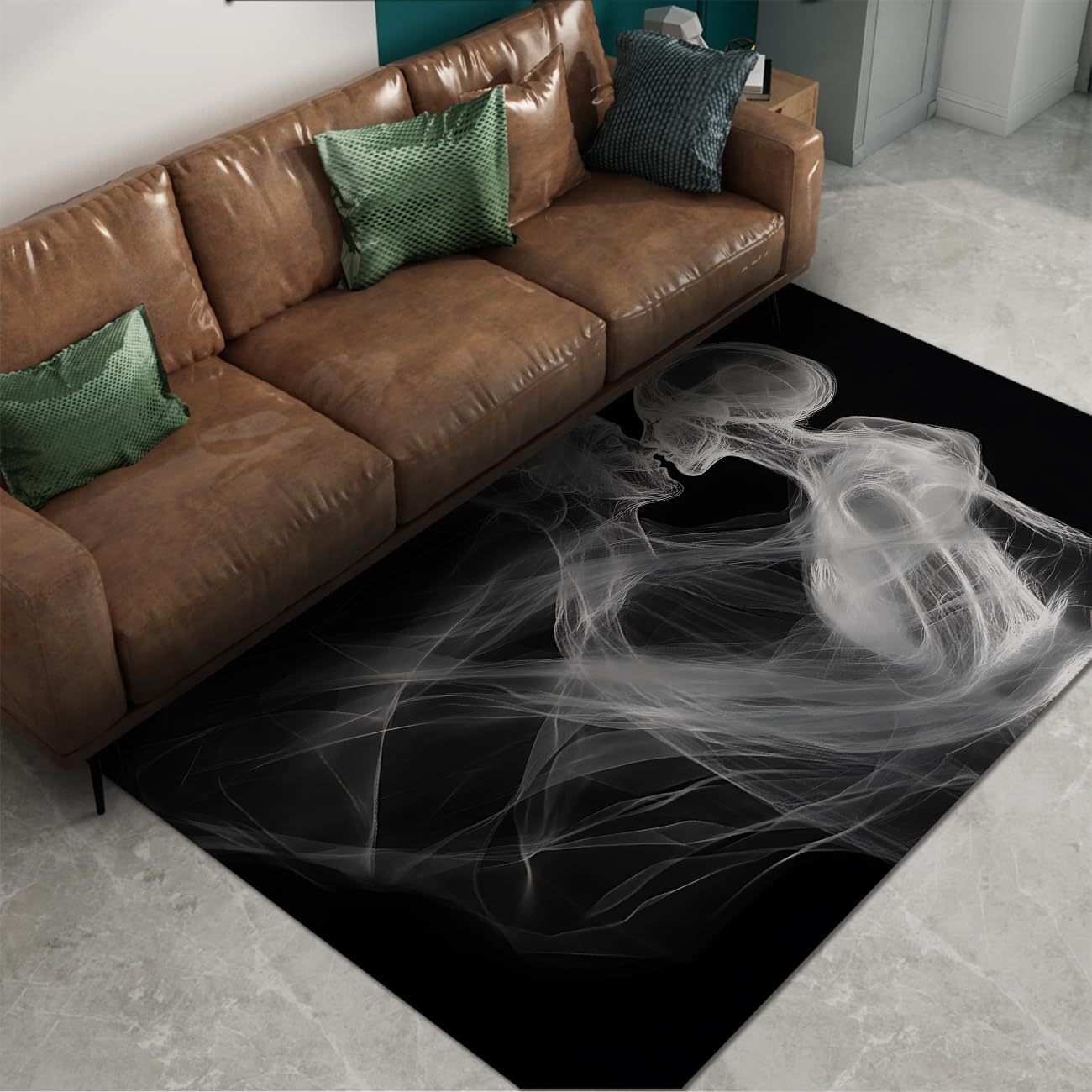 Tapis surréalisme couple abstrait facile à nettoyer pour salon propre