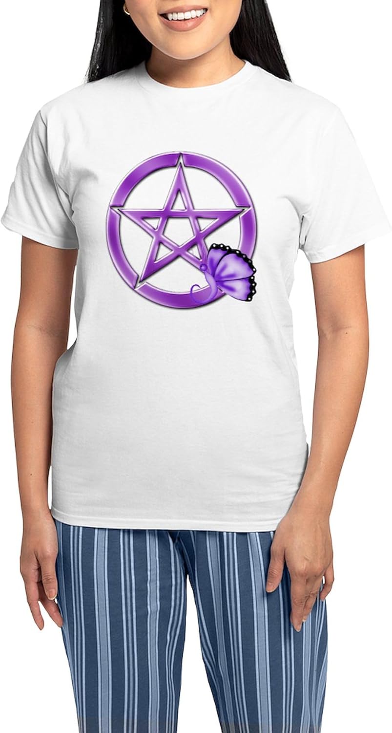 CafePress Purple Pentacle Butterfly 3 Pajamas Women's Novelty Cotton Pajama Set, Comfortable PJ Sleepwear