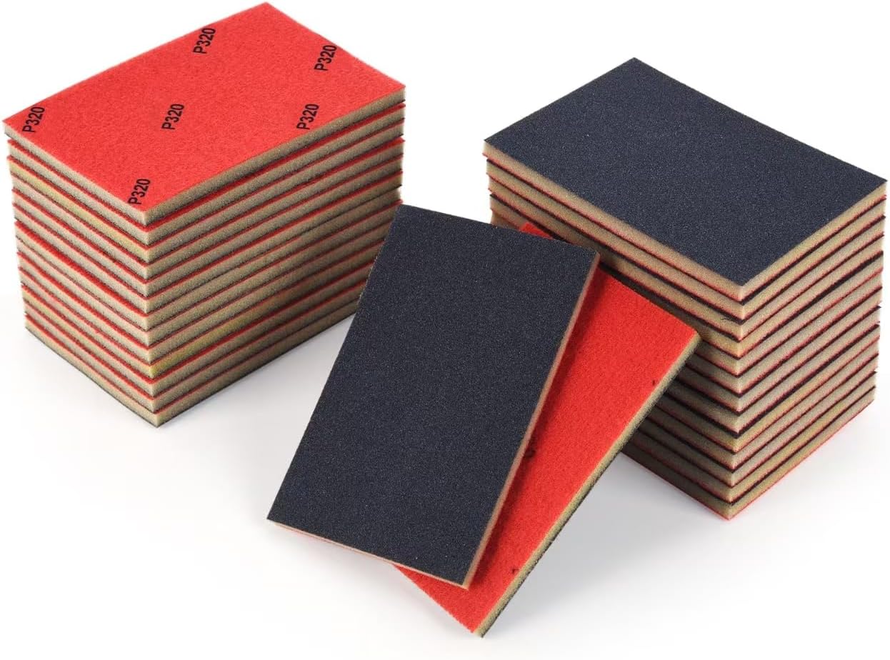 28 PCS 320 Grit Sanding Sponge,Soft Foam Sanding Block,Ultra Fine Sanding Pads Wet Dry Sandpaper Sponge for Model Drywall Metal Wood Furniture Polishing