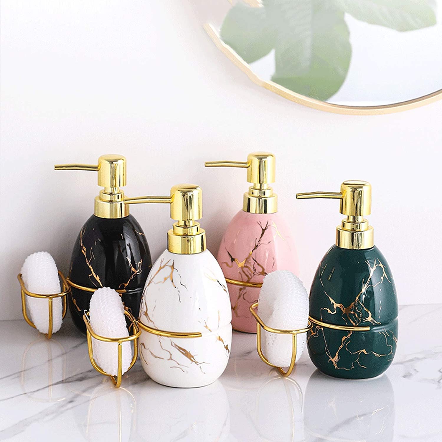 Dispenser di sapone per le mani ricaricabile per Hotel B Bottiglia di gel doccia in stile nordico Bottiglia di sapone in ceramica con pompa a pressione Bottiglie di lozione da banco per accessori B