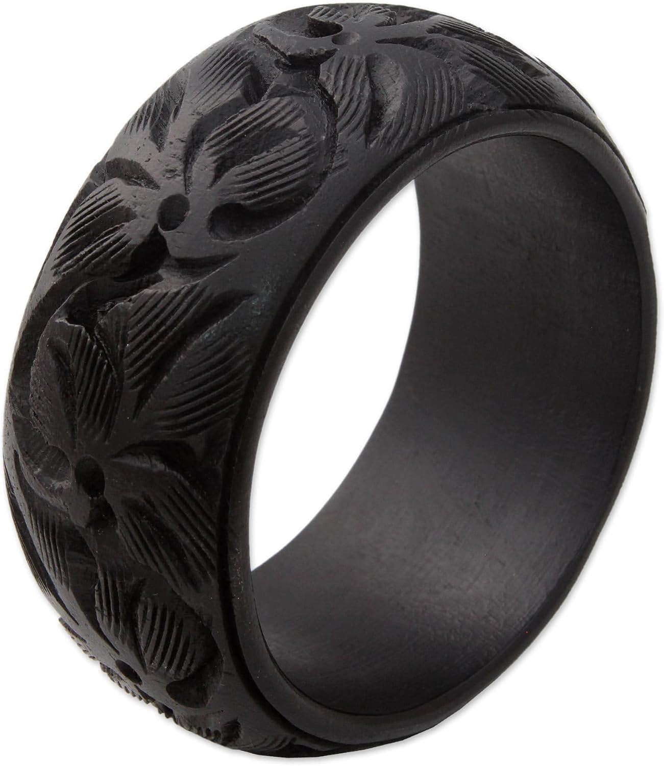 NOVICA Artisan Handmade Wood Bangle Bracelet Unique Mango India Floral Eco Friendly Nature [8 in Inner Circ. x 1.4 in W] ' Fragrant Flowers'