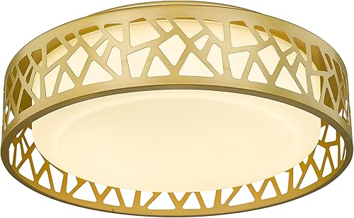 VICNIE Lámpara LED de techo empotrada, 12 pulgadas, 15 W, 1100 lúmenes, luminarias de techo empotradas, 3000 K blanco cálido, acabado dorado con