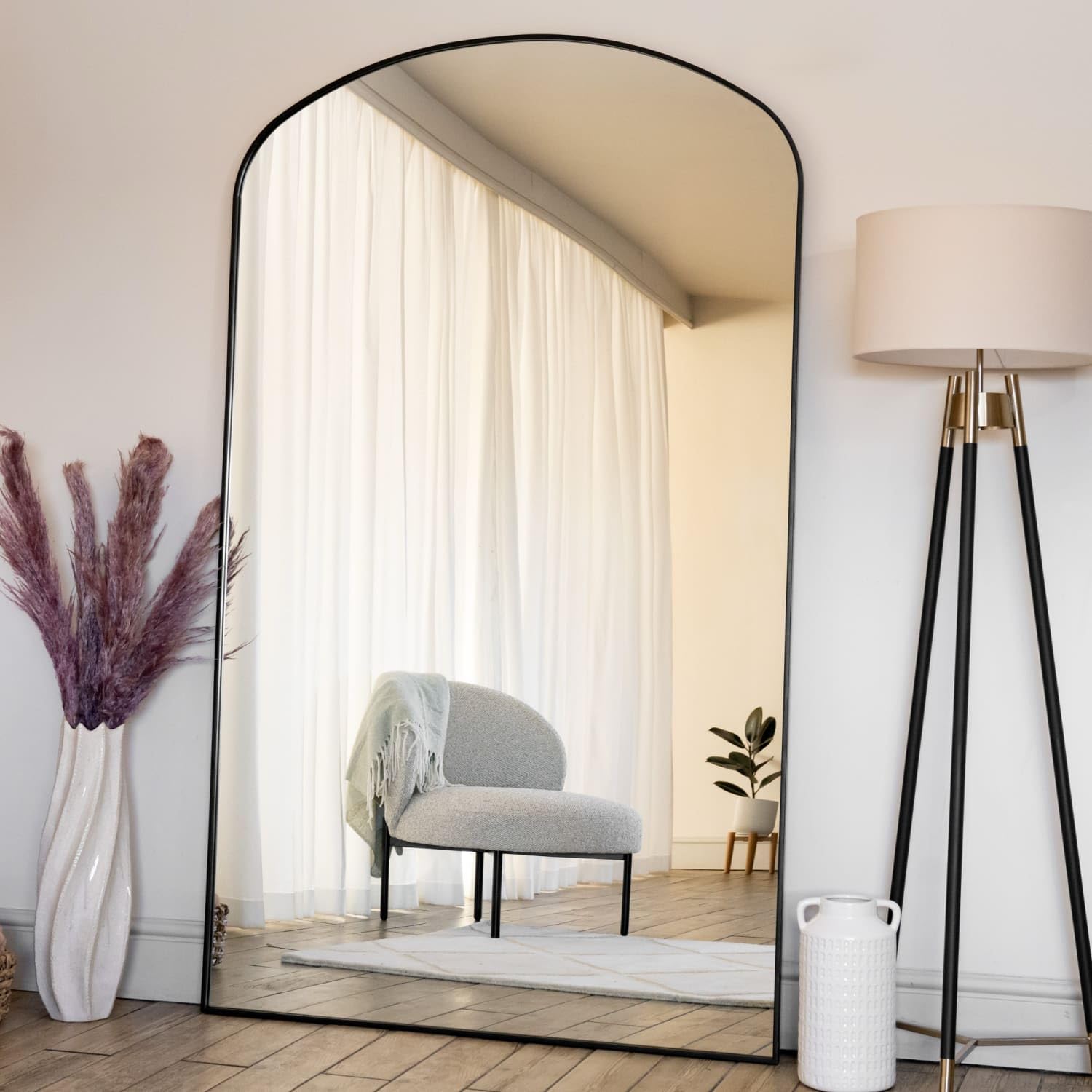 Jobu | Full Length Black Metal Gentle Arch Mirror - 200cm x 120cm | Yoko