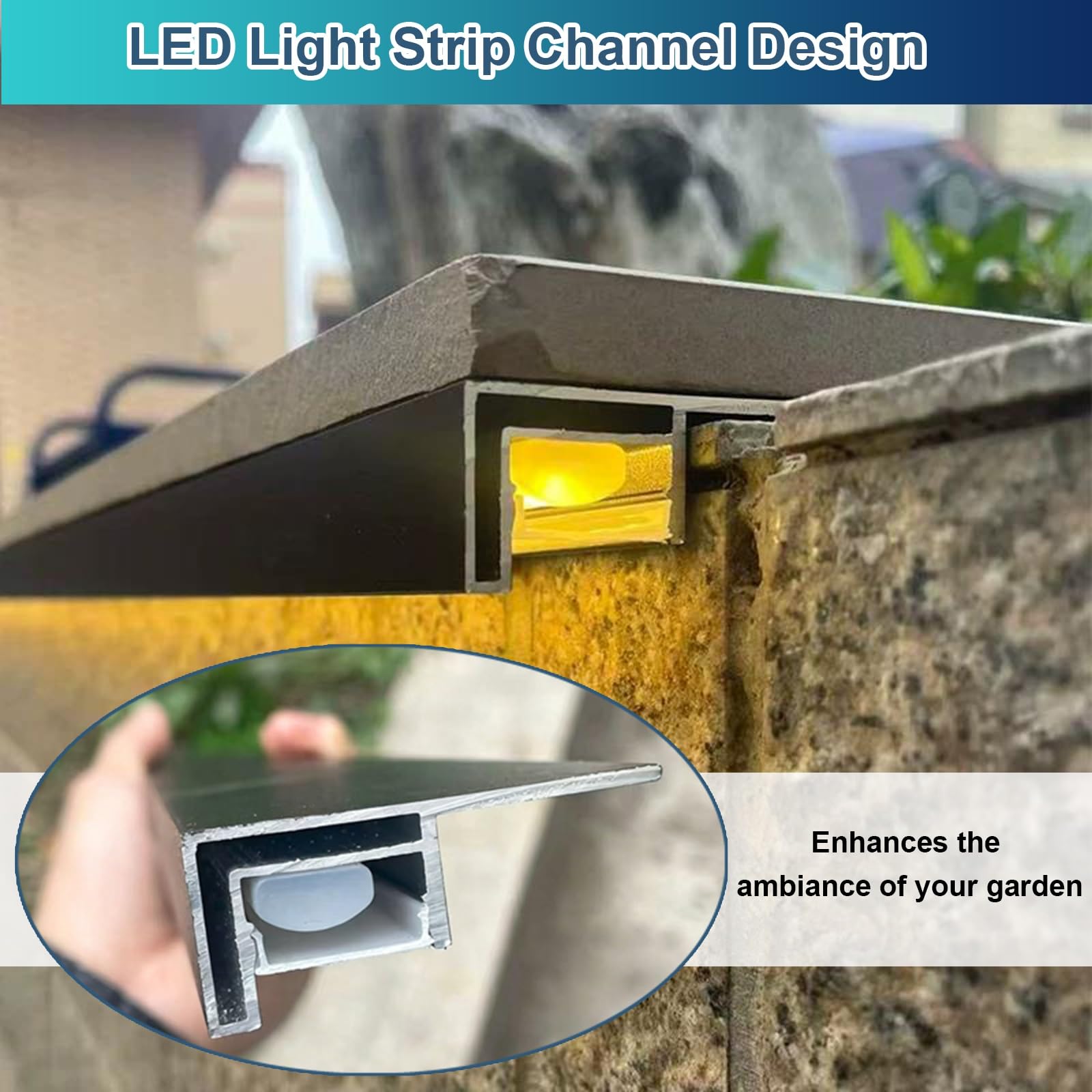 Protector Del Borde Superior De Pared Exterior/Perfil De Acabado Con Canal Para Iluminación LED, Perfil Vierteaguas Para Alféizar,(80inch/203.2cm L)