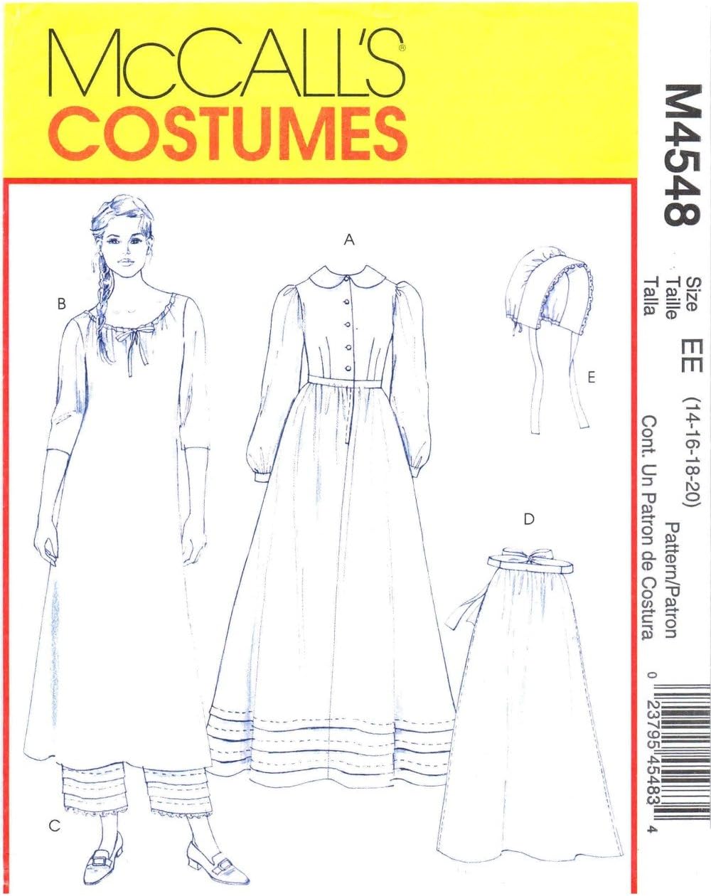 McCall's Patterns M4548 Misses' Early American Costume, Size EE (14-16-18-20)