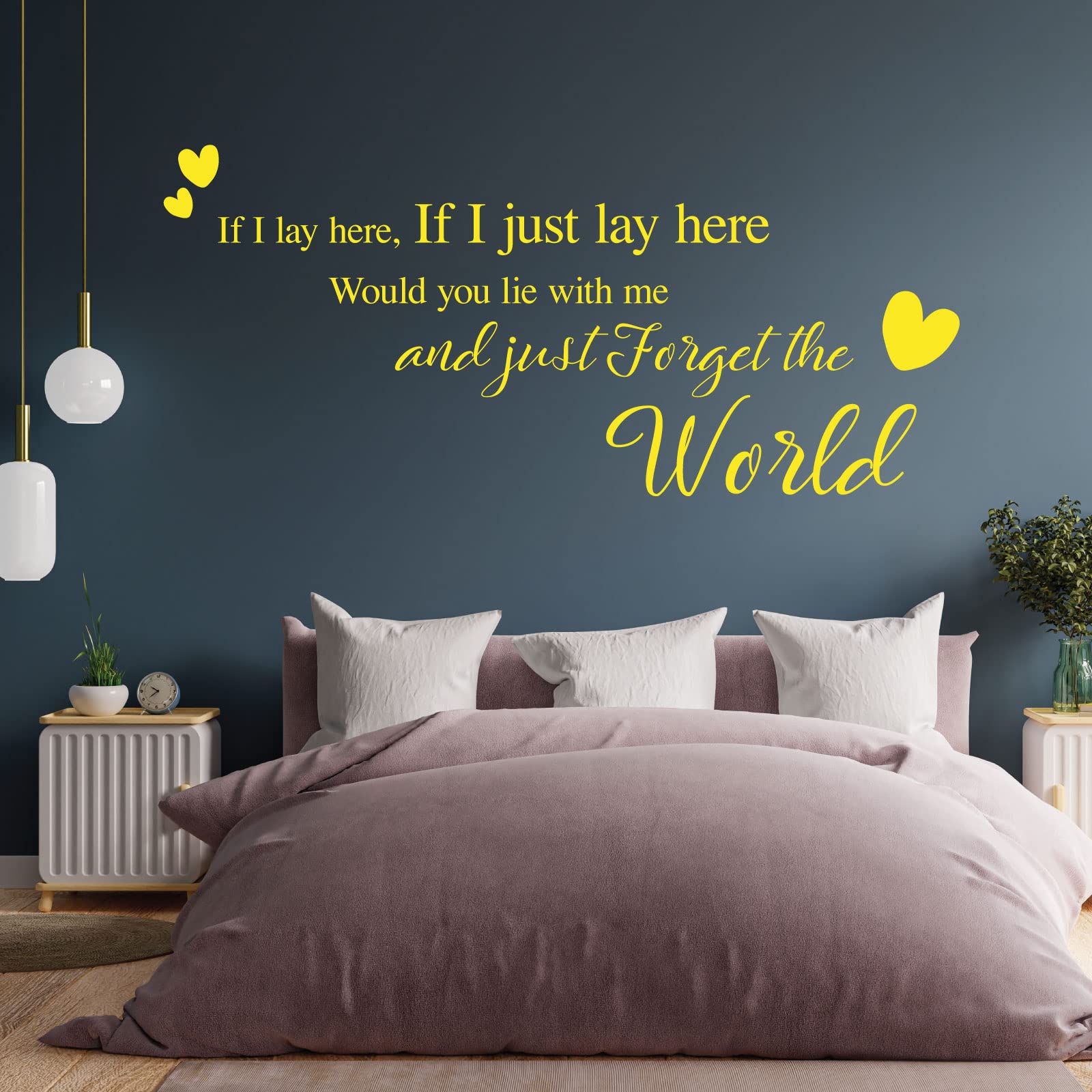 If I Lay here... Would You Lie with me and just Forget the World - Wall Quote, Wall Art Sticker [Medium] [Lemon]