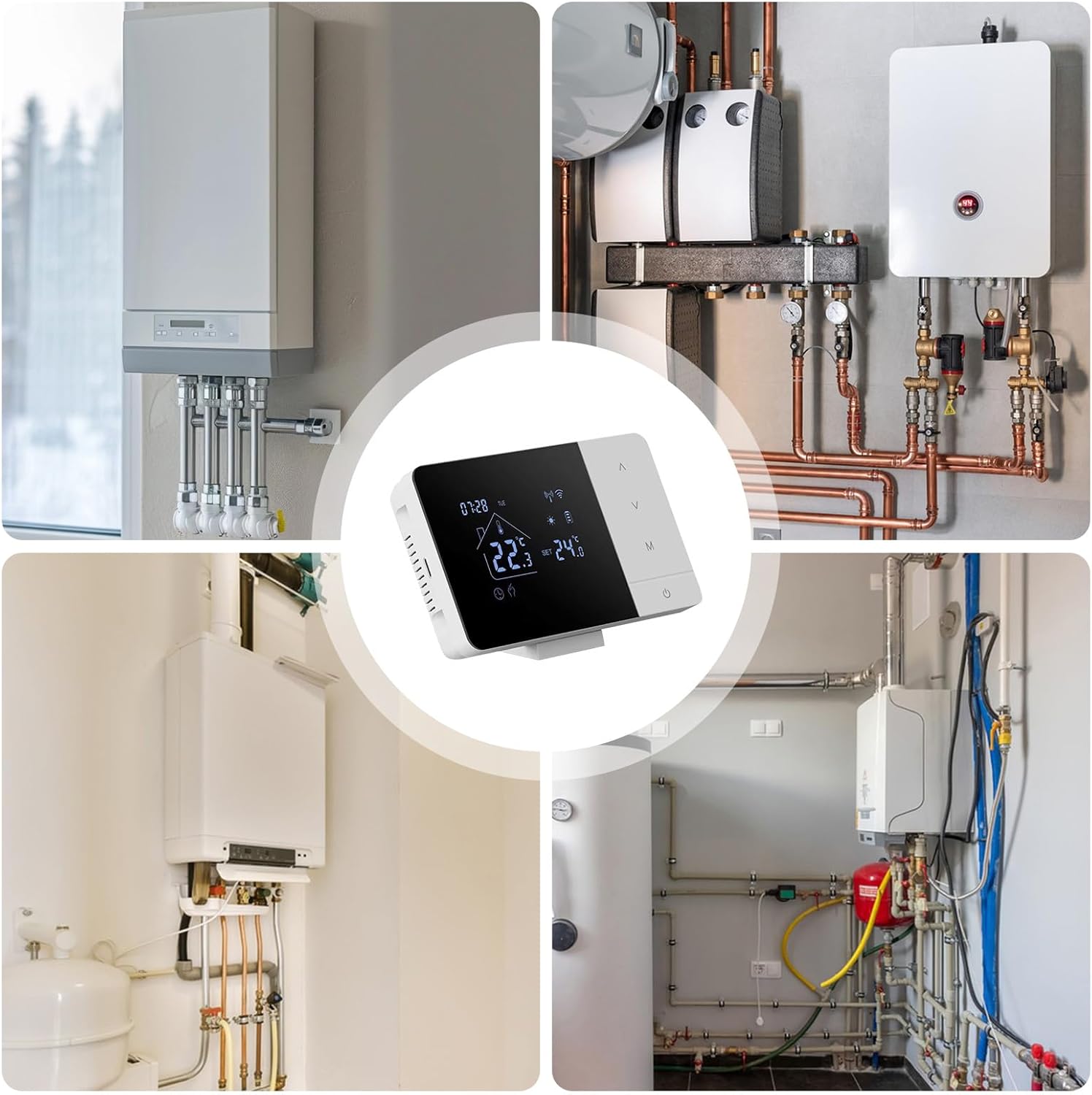 Smart Thermostat - Heat & Cool WiFi Thermostat APP & Voice Controlled - Temp Controller with Touchscreen - for Home RV Hotel Indoor Living Room Bedroom Bathroom Garage 5 71+2naOB0ZL. AC SL1500