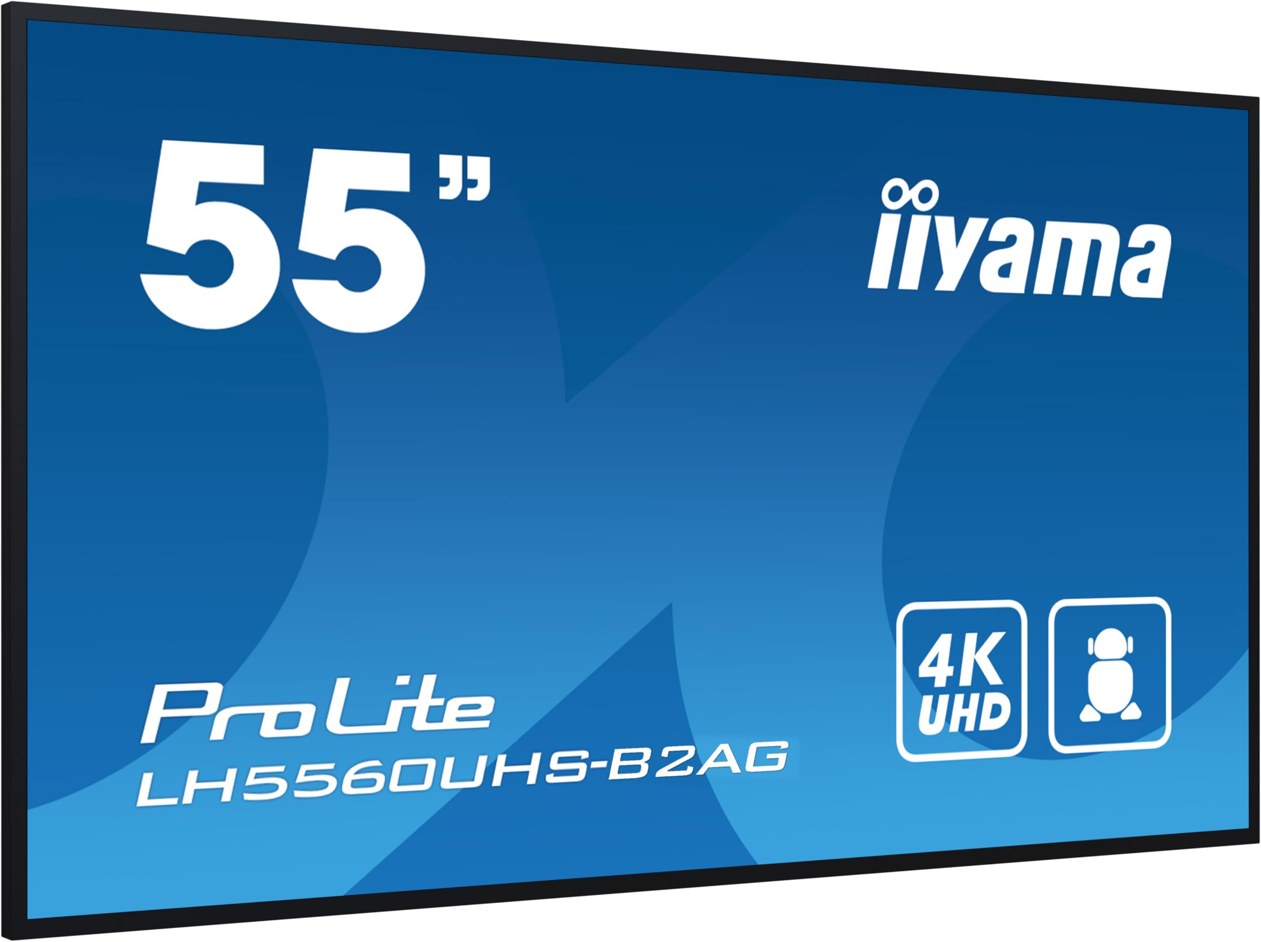 iiyama Prolite LH5560UHS-B2AG 139cm 54.6" Digital Signage Display VA LED Panel 4K UHD HDMI Audio-Out USB2.0 RS-232c RJ45 Mediaplayer Android 11 OS WiFi 24/7 schwarz