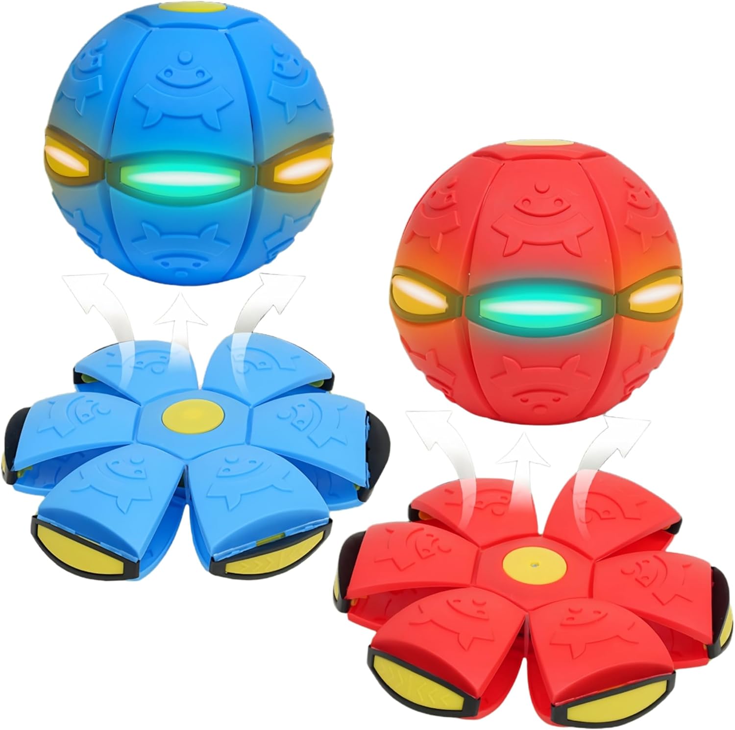 2-Piece Set Dual Form Freely Switchable Magic Bouncing Ball Toy with 6 Light Suitable for Indoor & Outdoor Use