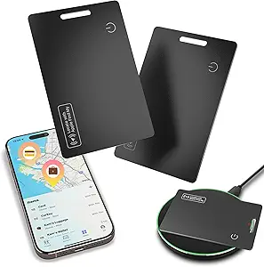 Wallet Tracker Card, Air Tracker Tags 2-Pack (iOS Only) - Work with Apple Find My, Slim Bluetooth Tracker Smart Card Wallet Finder, IP68 Waterproof, Item Locator for Luggage Tags, Passports, Purse
