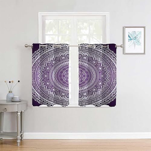 Cortinas para Cocina - Cortina corta de acordeón con ojales morados, para garaje, 72 pulgadas de ancho por 72 pulgadas de largo, 2 paneles