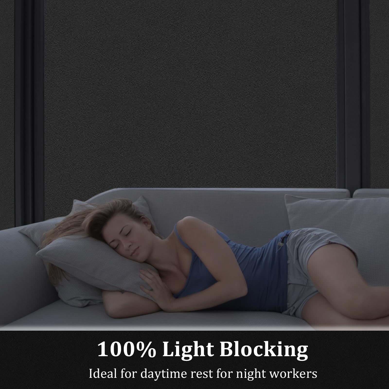 DARUITE Blackout Window Film, Black Out Windows Film Static Cling Non-Adhesive Total Blackout Window Cling for Bedroom, Game Room, Baby Nursery 35.4 x 78.7 inch