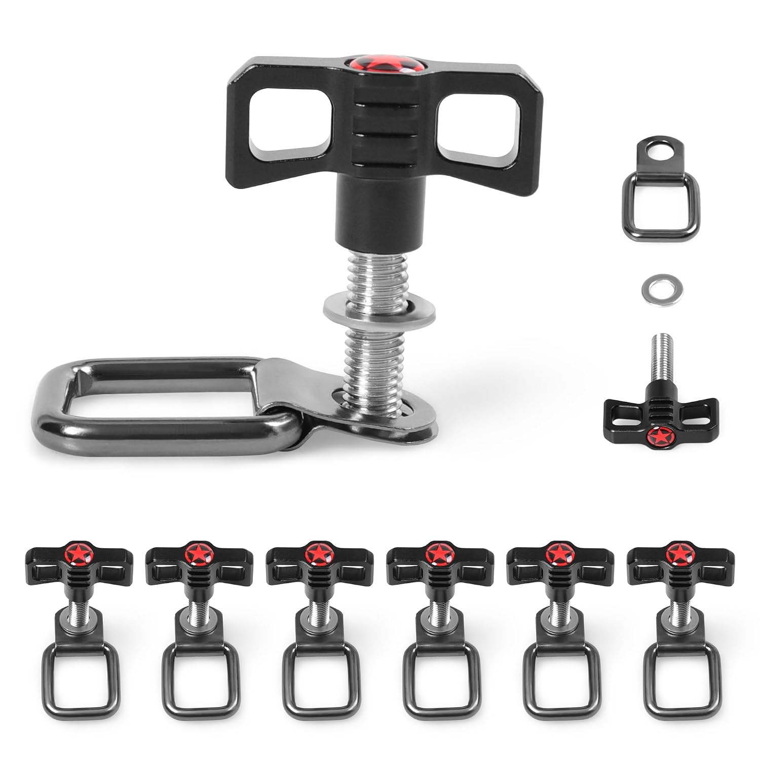 Hardtop Quick Release Bolts Compatible with 2007-2026 Jeep Wrangler TJ JK JL 4xe Gladiator JT & 2021-2026 Ford Bronco Hardtop Quick Removal Fastener Thumb Screws, 6PCS, Star