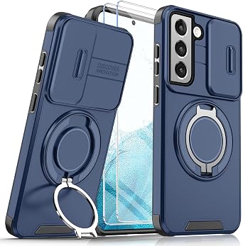Giyer Heavy Duty Case for Samsung Galaxy S22 Case Military Grade Shockproof Rugged S22 5G Phone Case for Samsung Galaxy S22 Protective Cover with Ring Magnetic Kickstand Blue