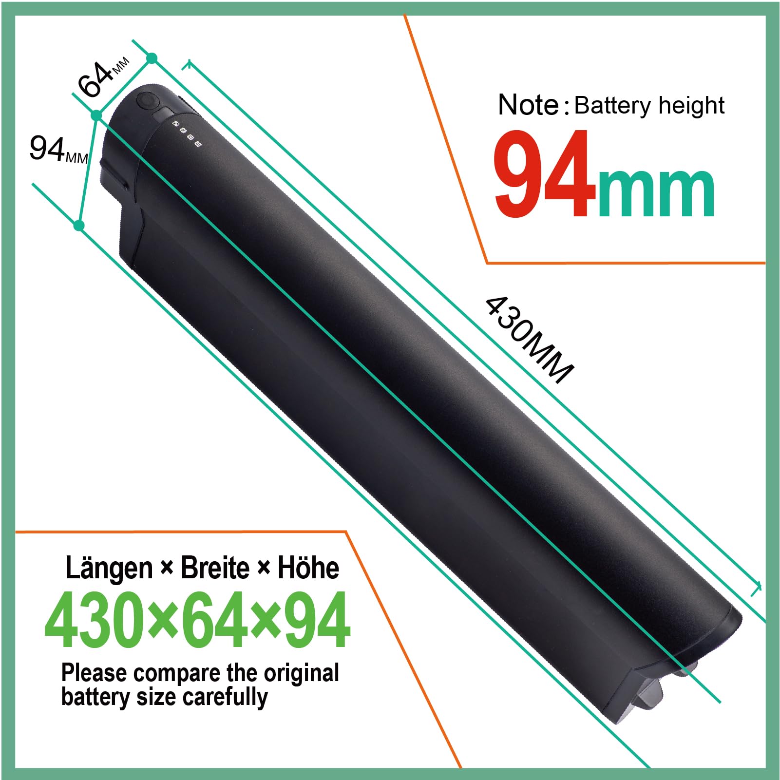 Batteria Ebike 36V 18Ah di ricambio per Zündapp Z808 Reention EEL Pro batterie per 36V e-bike pedelec batteria con caricabatterie (36V 18Ah)