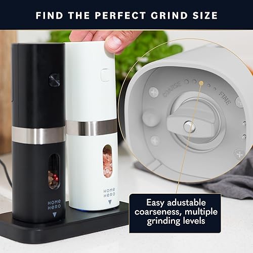 Miniatura 3 de Home Hero Juego de molinillo eléctrico de sal y pimienta, juego de molinillo automático de sal y pimienta recargable, salero electrónico y pimienta