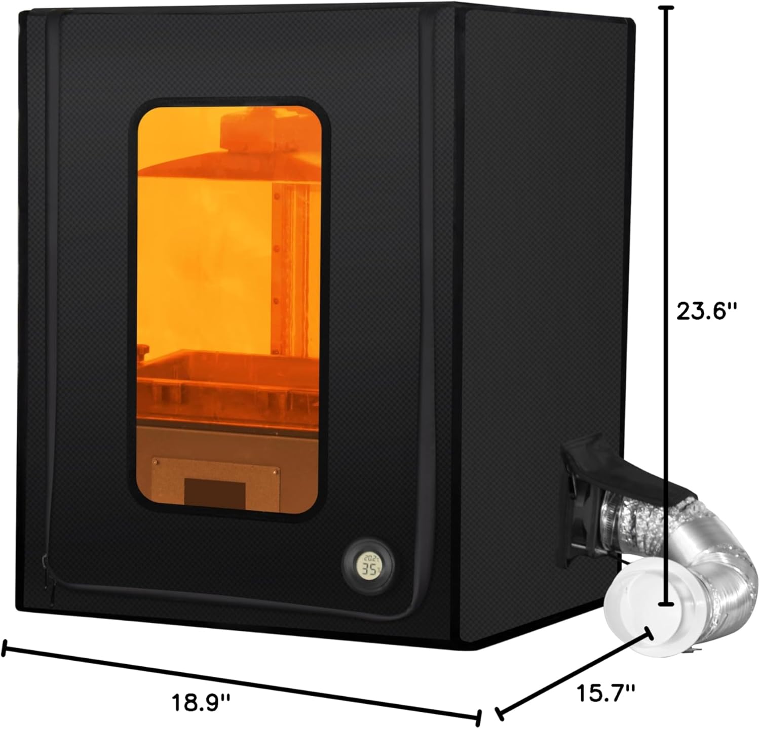 3D Printer Enclosure with Ventilation Kit & LED Lighting– Thermal Insulation Cover & Fume Extraction Tent for FDM/DLP/SLA/LCD 3D Printers(Size 400 * 480 * 600mm)