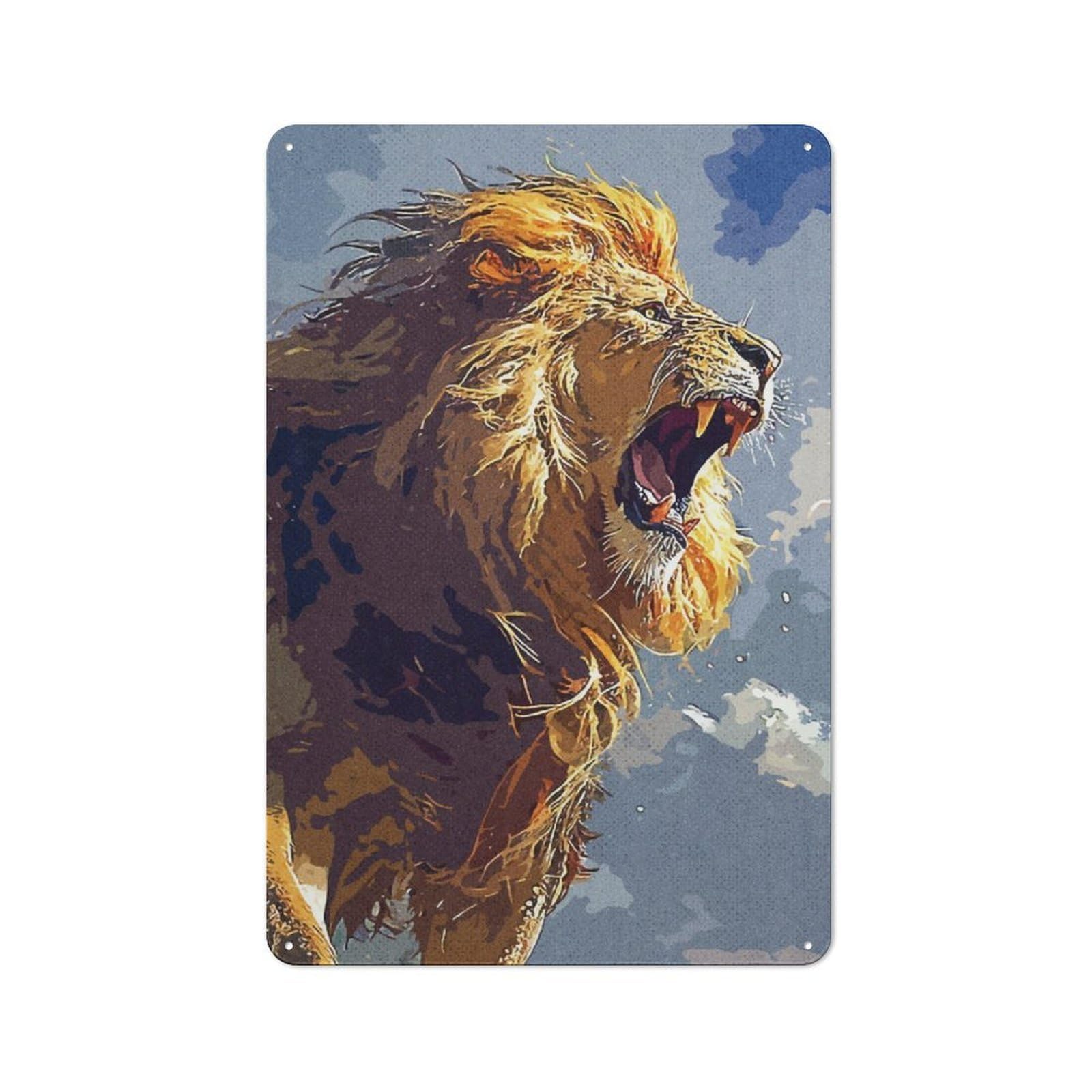 Junmoney Lions Roar Printed Metal Sign 30X20cm For Hobby Room Or Studio, For Creative Interior Collectors