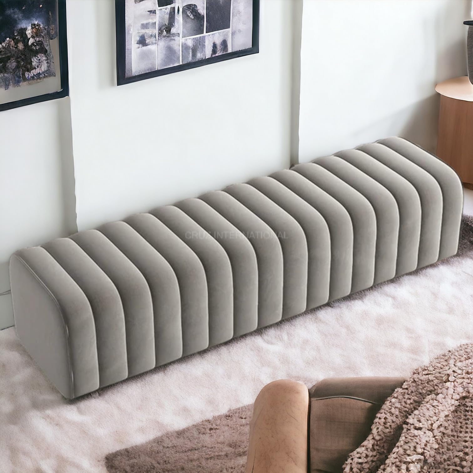 CRUZ INTERNATIONAL - online shopping-be ready ! Modern Look Cute Fabric Ottoman Bench for Living Room Office Bedroom (Grey | 64 Inch) (B0CW3DYBVY) Amazon Price History, Amazon Price Tracker